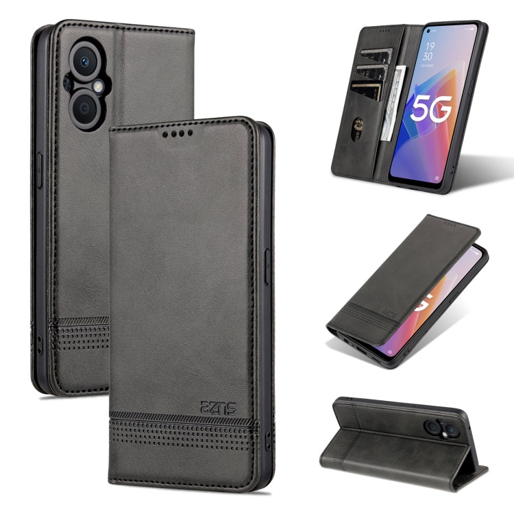 AZNS Custodia per telefono in pelle a conchiglia con struttura in vitello magnetico, For OPPO A36 4G/A76 4G(Global), For OPPO A96 5G/Reno7 Z 5G(Global), For vivo S12/V23