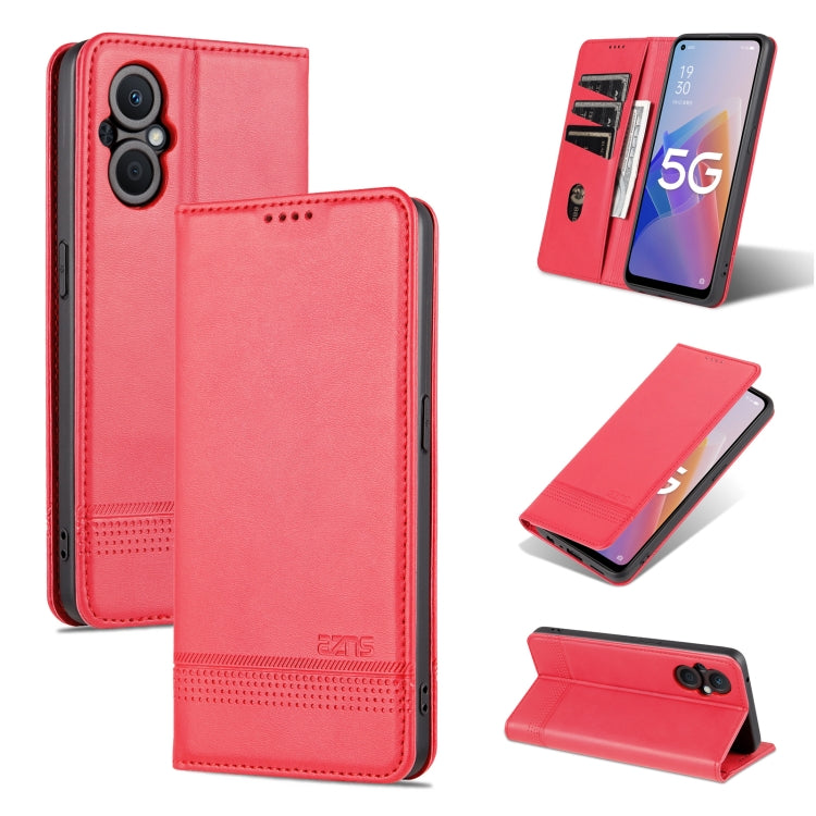 AZNS Custodia per telefono in pelle a conchiglia con struttura in vitello magnetico, For OPPO A36 4G/A76 4G(Global), For OPPO A96 5G/Reno7 Z 5G(Global), For vivo S12/V23