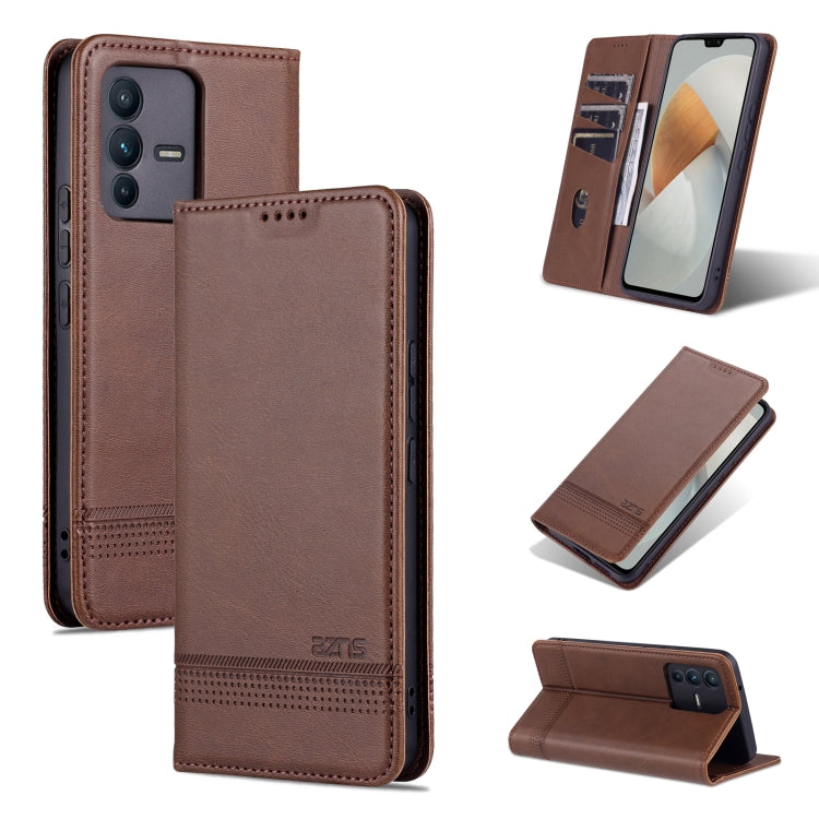 AZNS Custodia per telefono in pelle a conchiglia con struttura in vitello magnetico, For OPPO A36 4G/A76 4G(Global), For OPPO A96 5G/Reno7 Z 5G(Global), For vivo S12/V23
