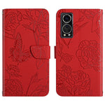 Custodia per cellulare in pelle goffrata con peonia a farfalla, For ZTE Axon 20 4G / 5G, For ZTE Axon 30 5G, For ZTE Blade A31, For ZTE Blade A51