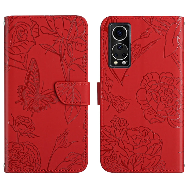 Custodia per cellulare in pelle goffrata con peonia a farfalla, For ZTE Axon 20 4G / 5G, For ZTE Axon 30 5G, For ZTE Blade A31, For ZTE Blade A51