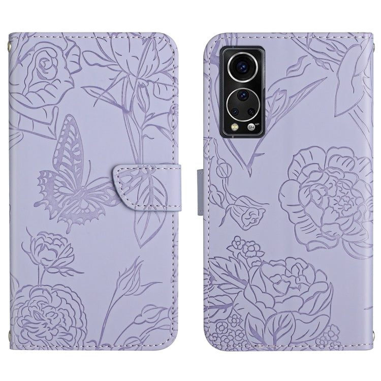 Custodia per cellulare in pelle goffrata con peonia a farfalla, For ZTE Axon 20 4G / 5G, For ZTE Axon 30 5G, For ZTE Blade A31, For ZTE Blade A51