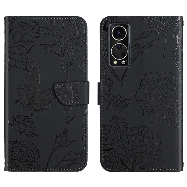 Custodia per cellulare in pelle goffrata con peonia a farfalla, For ZTE Axon 20 4G / 5G, For ZTE Axon 30 5G, For ZTE Blade A31, For ZTE Blade A51