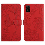 Custodia per cellulare in pelle goffrata con peonia a farfalla, For ZTE Axon 20 4G / 5G, For ZTE Axon 30 5G, For ZTE Blade A31, For ZTE Blade A51