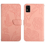 Custodia per cellulare in pelle goffrata con peonia a farfalla, For ZTE Axon 20 4G / 5G, For ZTE Axon 30 5G, For ZTE Blade A31, For ZTE Blade A51