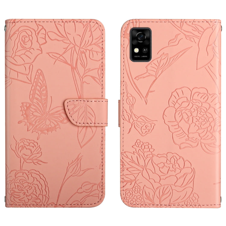 Custodia per cellulare in pelle goffrata con peonia a farfalla, For ZTE Axon 20 4G / 5G, For ZTE Axon 30 5G, For ZTE Blade A31, For ZTE Blade A51