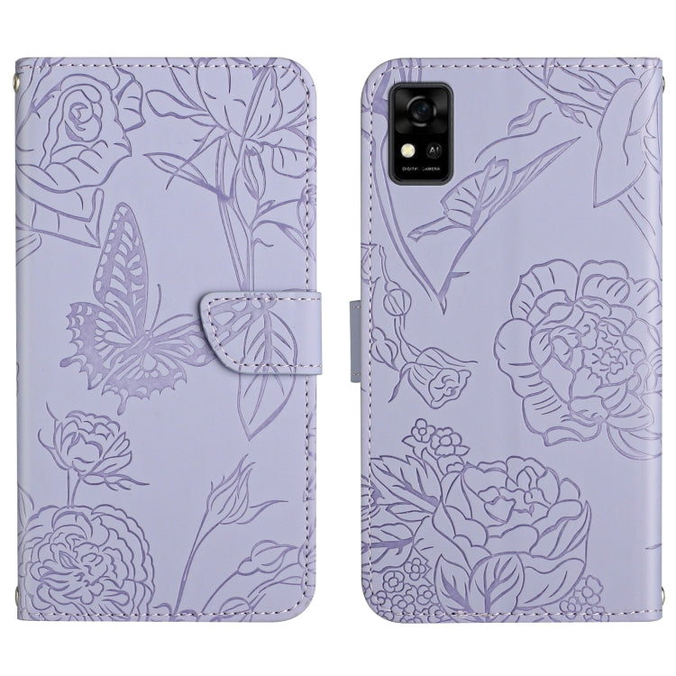 Custodia per cellulare in pelle goffrata con peonia a farfalla, For ZTE Axon 20 4G / 5G, For ZTE Axon 30 5G, For ZTE Blade A31, For ZTE Blade A51