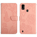 Custodia per cellulare in pelle goffrata con peonia a farfalla, For ZTE Axon 20 4G / 5G, For ZTE Axon 30 5G, For ZTE Blade A31, For ZTE Blade A51
