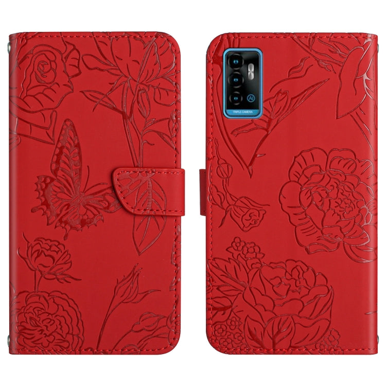Custodia per cellulare in pelle goffrata con peonia a farfalla, For ZTE Blade A71, For ZTE Blade L210, For ZTE Blade V30, For ZTE Libero 5G