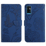 Custodia per cellulare in pelle goffrata con peonia a farfalla, For ZTE Blade A71, For ZTE Blade L210, For ZTE Blade V30, For ZTE Libero 5G