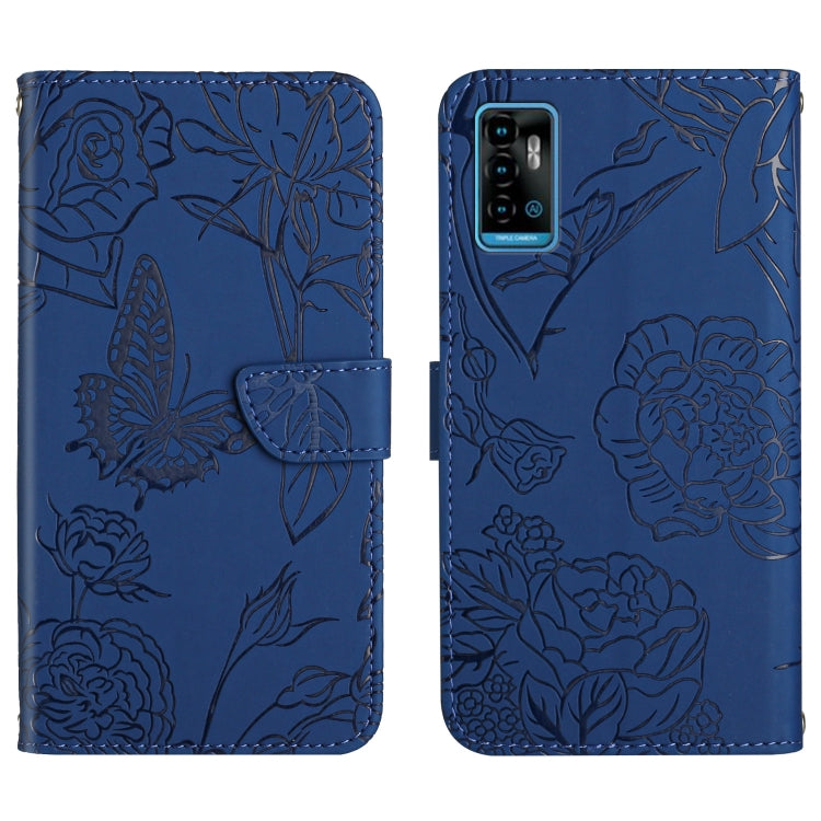 Custodia per cellulare in pelle goffrata con peonia a farfalla, For ZTE Blade A71, For ZTE Blade L210, For ZTE Blade V30, For ZTE Libero 5G