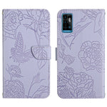 Custodia per cellulare in pelle goffrata con peonia a farfalla, For ZTE Blade A71, For ZTE Blade L210, For ZTE Blade V30, For ZTE Libero 5G