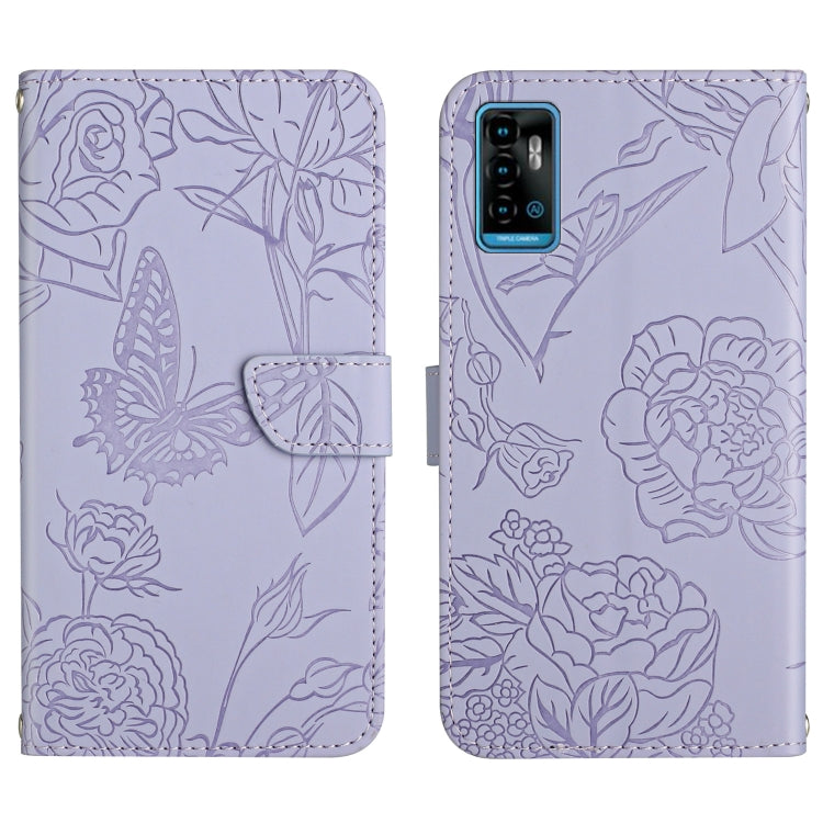Custodia per cellulare in pelle goffrata con peonia a farfalla, For ZTE Blade A71, For ZTE Blade L210, For ZTE Blade V30, For ZTE Libero 5G