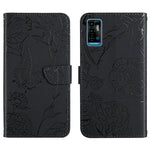 Custodia per cellulare in pelle goffrata con peonia a farfalla, For ZTE Blade A71, For ZTE Blade L210, For ZTE Blade V30, For ZTE Libero 5G