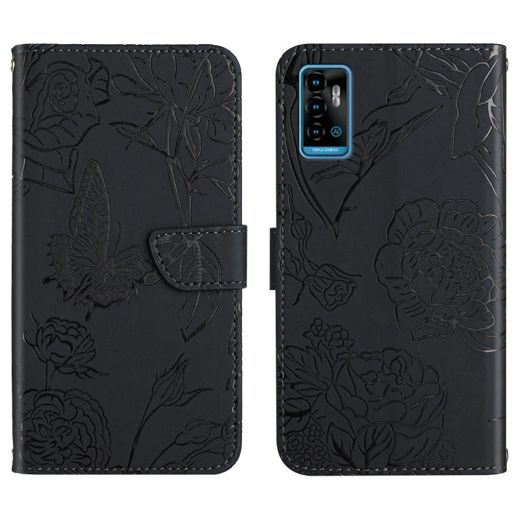 Custodia per cellulare in pelle goffrata con peonia a farfalla, For ZTE Blade A71, For ZTE Blade L210, For ZTE Blade V30, For ZTE Libero 5G