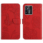 Custodia per cellulare in pelle goffrata con peonia a farfalla, For ZTE Blade A71, For ZTE Blade L210, For ZTE Blade V30, For ZTE Libero 5G
