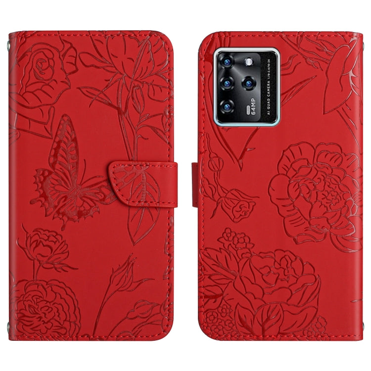 Custodia per cellulare in pelle goffrata con peonia a farfalla, For ZTE Blade A71, For ZTE Blade L210, For ZTE Blade V30, For ZTE Libero 5G