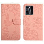 Custodia per cellulare in pelle goffrata con peonia a farfalla, For ZTE Blade A71, For ZTE Blade L210, For ZTE Blade V30, For ZTE Libero 5G