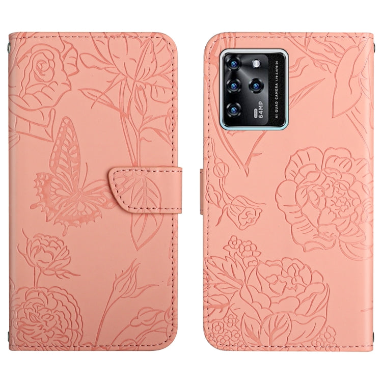Custodia per cellulare in pelle goffrata con peonia a farfalla, For ZTE Blade A71, For ZTE Blade L210, For ZTE Blade V30, For ZTE Libero 5G