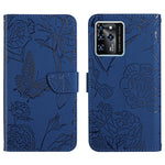 Custodia per cellulare in pelle goffrata con peonia a farfalla, For ZTE Blade A71, For ZTE Blade L210, For ZTE Blade V30, For ZTE Libero 5G