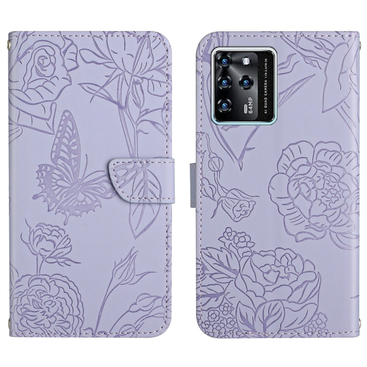 Custodia per cellulare in pelle goffrata con peonia a farfalla, For ZTE Blade A71, For ZTE Blade L210, For ZTE Blade V30, For ZTE Libero 5G