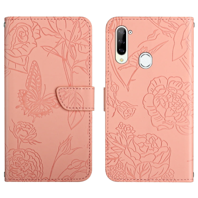 Custodia per cellulare in pelle goffrata con peonia a farfalla, For ZTE Blade A71, For ZTE Blade L210, For ZTE Blade V30, For ZTE Libero 5G