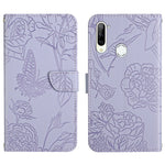 Custodia per cellulare in pelle goffrata con peonia a farfalla, For ZTE Blade A71, For ZTE Blade L210, For ZTE Blade V30, For ZTE Libero 5G