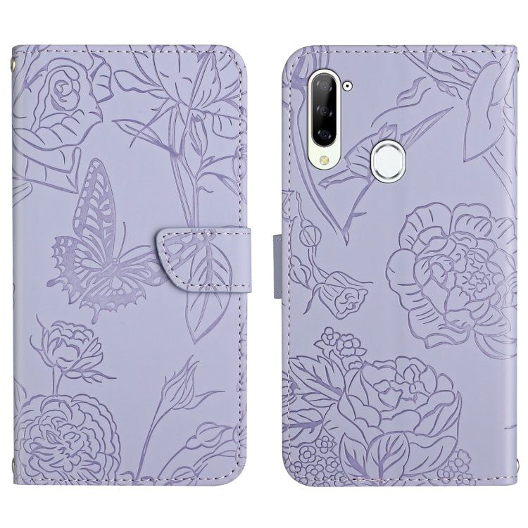 Custodia per cellulare in pelle goffrata con peonia a farfalla, For ZTE Blade A71, For ZTE Blade L210, For ZTE Blade V30, For ZTE Libero 5G