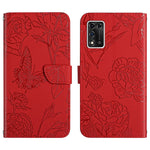 Custodia per cellulare in pelle goffrata con peonia a farfalla, For ZTE Libero 5G II, For ZTE Blade V30 Vita