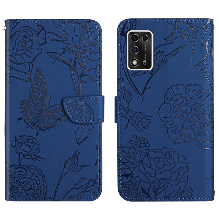 Custodia per cellulare in pelle goffrata con peonia a farfalla, For ZTE Libero 5G II, For ZTE Blade V30 Vita