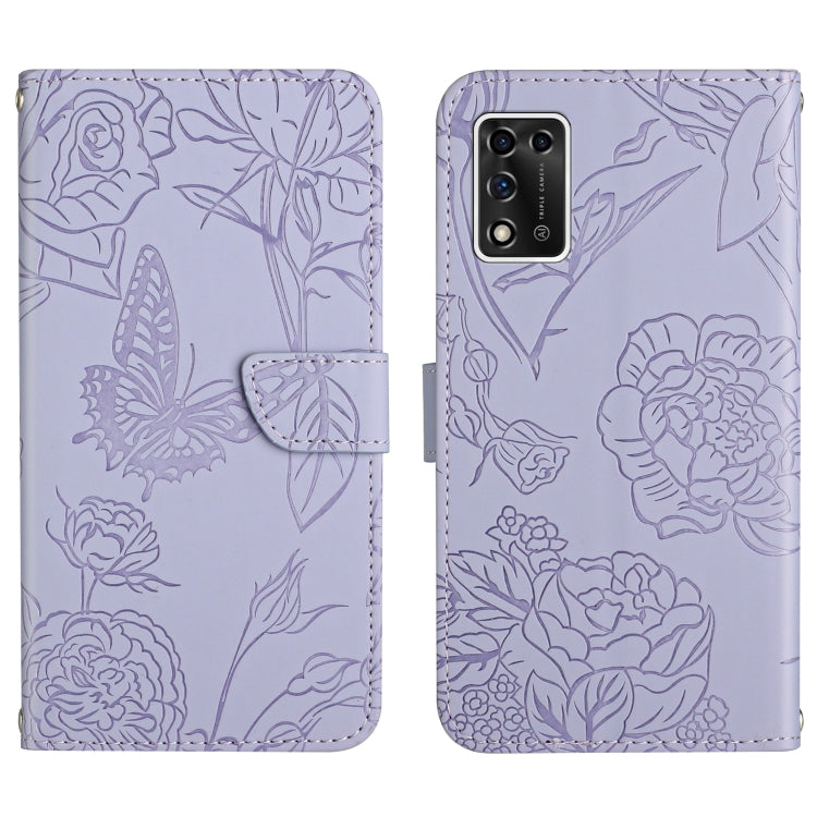 Custodia per cellulare in pelle goffrata con peonia a farfalla, For ZTE Libero 5G II, For ZTE Blade V30 Vita