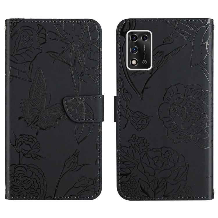 Custodia per cellulare in pelle goffrata con peonia a farfalla, For ZTE Libero 5G II, For ZTE Blade V30 Vita