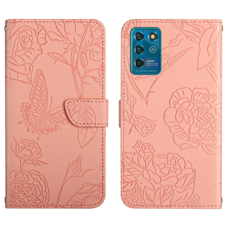 Custodia per cellulare in pelle goffrata con peonia a farfalla, For ZTE Libero 5G II, For ZTE Blade V30 Vita