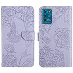 Custodia per cellulare in pelle goffrata con peonia a farfalla, For ZTE Libero 5G II, For ZTE Blade V30 Vita