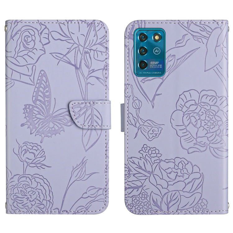 Custodia per cellulare in pelle goffrata con peonia a farfalla, For ZTE Libero 5G II, For ZTE Blade V30 Vita