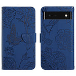 Custodia per cellulare in pelle goffrata con peonia a farfalla, For Google Pixel 6, For Google Pixel 6 Pro, For Google Pixel 6a, For Google Pixel 7 5G