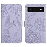 Custodia per cellulare in pelle goffrata con peonia a farfalla, For Google Pixel 6, For Google Pixel 6 Pro, For Google Pixel 6a, For Google Pixel 7 5G