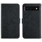 Custodia per cellulare in pelle goffrata con peonia a farfalla, For Google Pixel 6, For Google Pixel 6 Pro, For Google Pixel 6a, For Google Pixel 7 5G