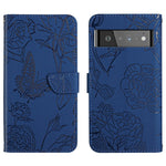 Custodia per cellulare in pelle goffrata con peonia a farfalla, For Google Pixel 6, For Google Pixel 6 Pro, For Google Pixel 6a, For Google Pixel 7 5G