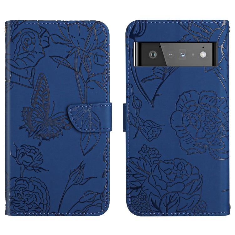 Custodia per cellulare in pelle goffrata con peonia a farfalla, For Google Pixel 6, For Google Pixel 6 Pro, For Google Pixel 6a, For Google Pixel 7 5G