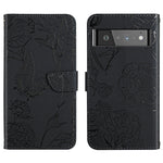 Custodia per cellulare in pelle goffrata con peonia a farfalla, For Google Pixel 6, For Google Pixel 6 Pro, For Google Pixel 6a, For Google Pixel 7 5G