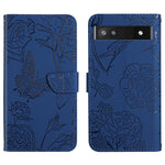Custodia per cellulare in pelle goffrata con peonia a farfalla, For Google Pixel 6, For Google Pixel 6 Pro, For Google Pixel 6a, For Google Pixel 7 5G
