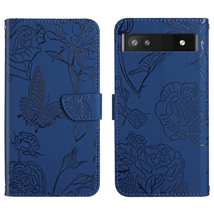 Custodia per cellulare in pelle goffrata con peonia a farfalla, For Google Pixel 6, For Google Pixel 6 Pro, For Google Pixel 6a, For Google Pixel 7 5G