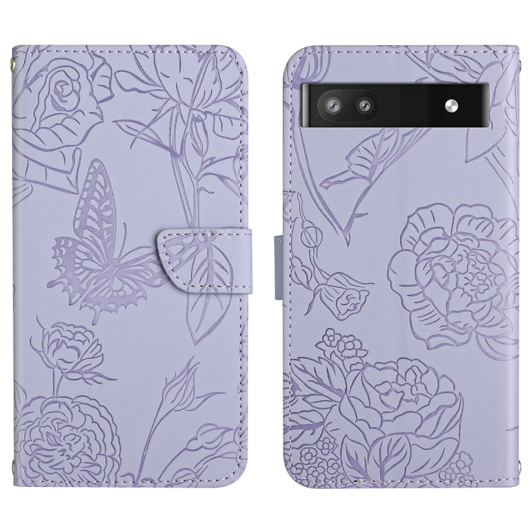 Custodia per cellulare in pelle goffrata con peonia a farfalla, For Google Pixel 6, For Google Pixel 6 Pro, For Google Pixel 6a, For Google Pixel 7 5G