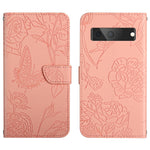 Custodia per cellulare in pelle goffrata con peonia a farfalla, For Google Pixel 6, For Google Pixel 6 Pro, For Google Pixel 6a, For Google Pixel 7 5G