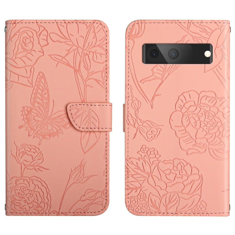 Custodia per cellulare in pelle goffrata con peonia a farfalla, For Google Pixel 6, For Google Pixel 6 Pro, For Google Pixel 6a, For Google Pixel 7 5G