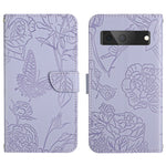 Custodia per cellulare in pelle goffrata con peonia a farfalla, For Google Pixel 6, For Google Pixel 6 Pro, For Google Pixel 6a, For Google Pixel 7 5G