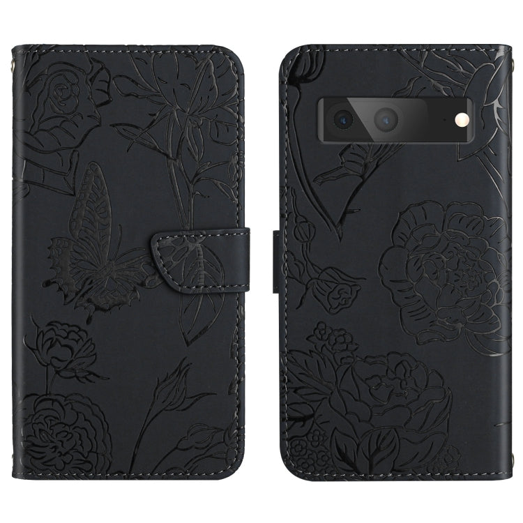 Custodia per cellulare in pelle goffrata con peonia a farfalla, For Google Pixel 6, For Google Pixel 6 Pro, For Google Pixel 6a, For Google Pixel 7 5G