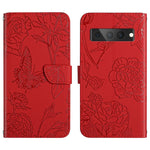 Custodia per cellulare in pelle goffrata con peonia a farfalla, For Google Pixel 7 Pro 5G, For Fujitsu Arrows F-52B