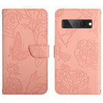 Custodia per cellulare in pelle goffrata con peonia a farfalla, For Google Pixel 7 Pro 5G, For Fujitsu Arrows F-52B